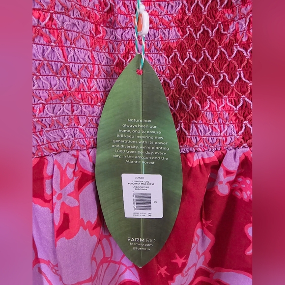 NWT Farm Rio Living Nature Burgundy Maxi Dress Size Small - Picture 14 of 14